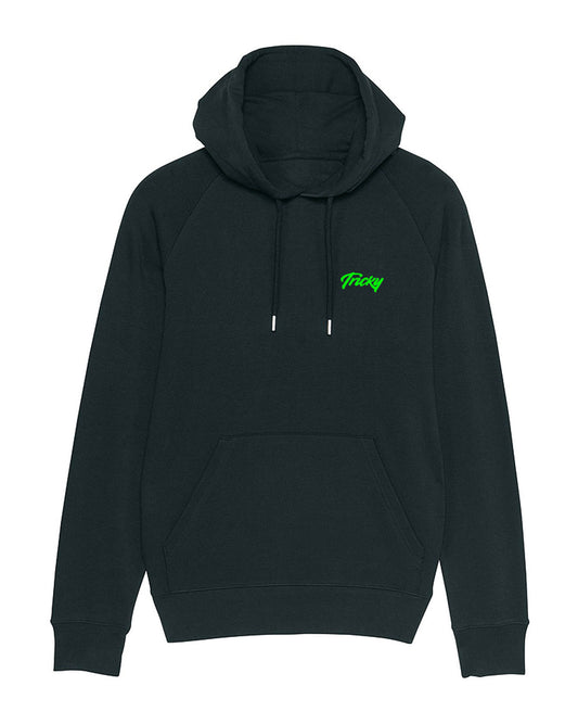 ORIGINAL CHEST LOGO HOODED TOP BLACK NEON GREEN