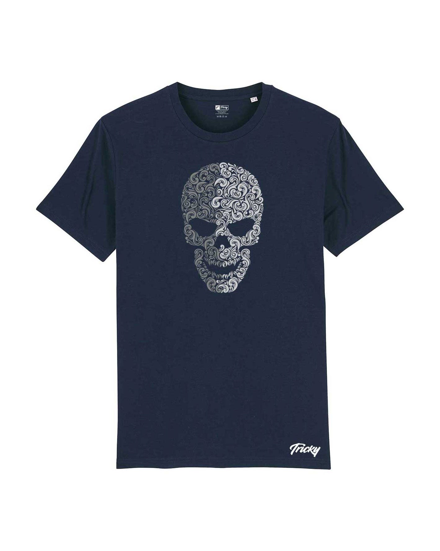 PAISLEY SKULL T SHIRT NAVY