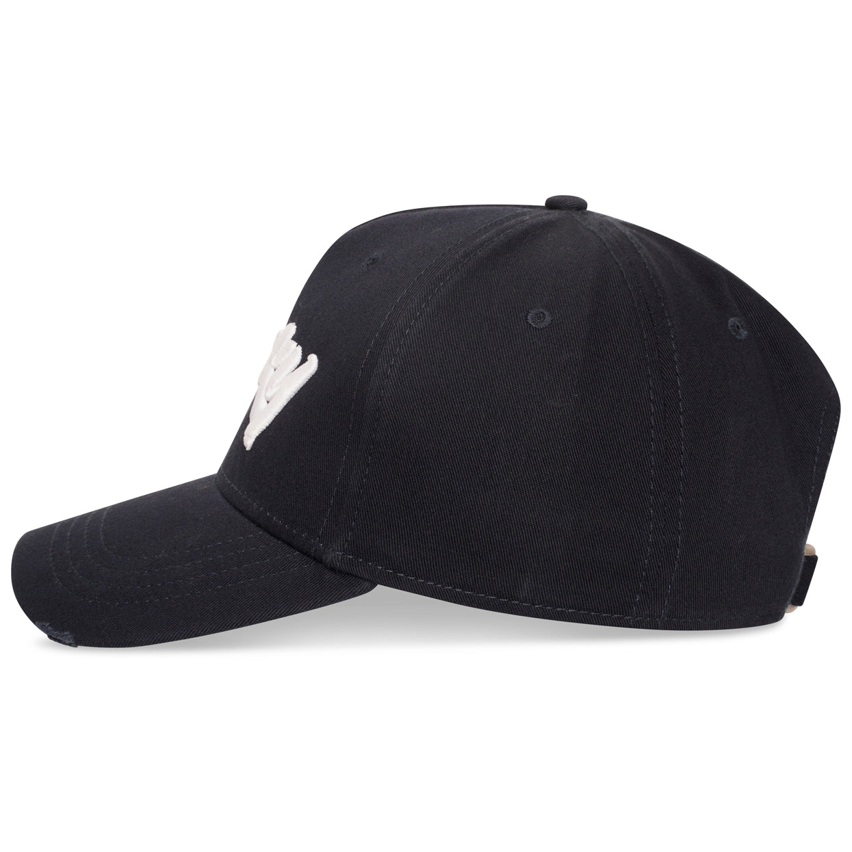 TRICKY LARGE LOGO DISTRESSED COTTON 5 PANEL CAP NAVY