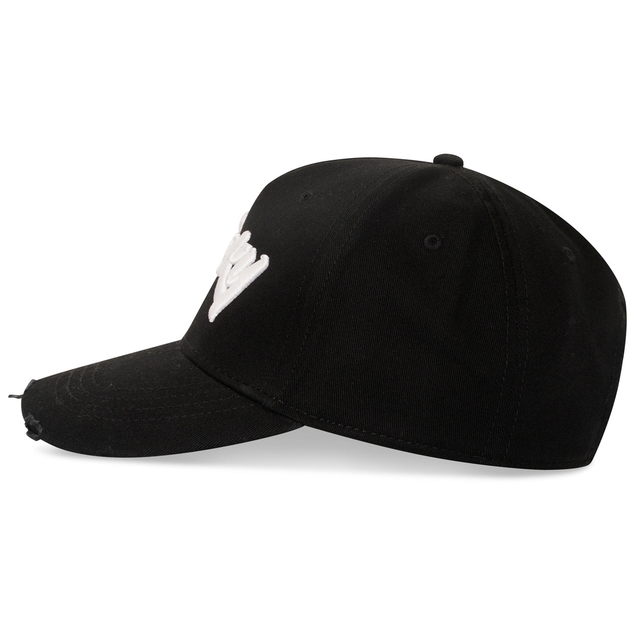 TRICKY LARGE LOGO DISTRESSED COTTON 5 PANEL CAP BLACK