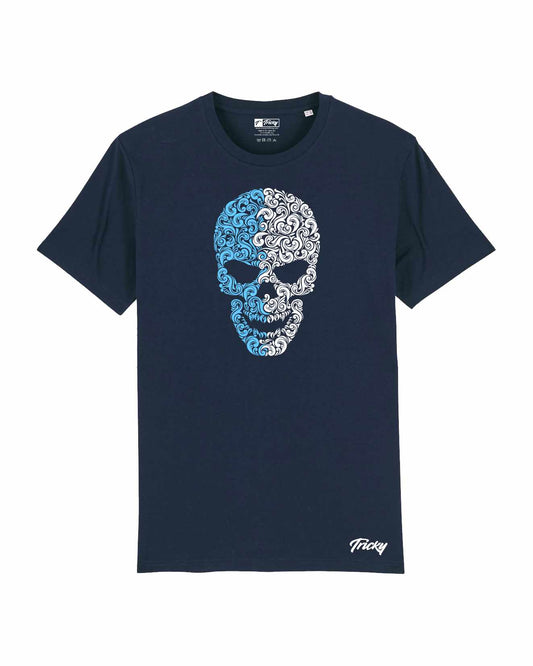 SKY PAISLEY SKULL T SHIRT NAVY