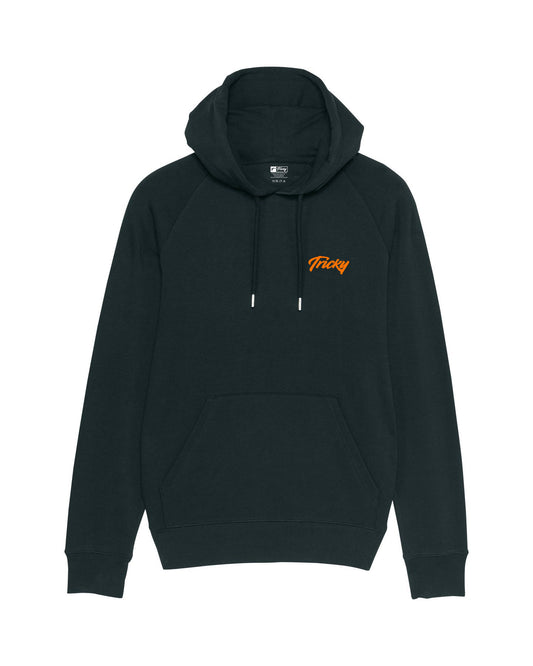 ORIGINAL CHEST LOGO HOODED TOP BLACK NEON ORANGE